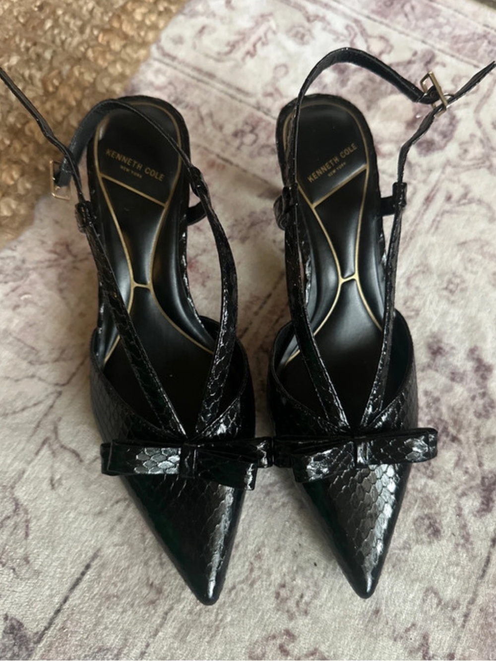 Kenneth Cole New York Umayra Slingback Pointed Toe Pump Black Snake 7